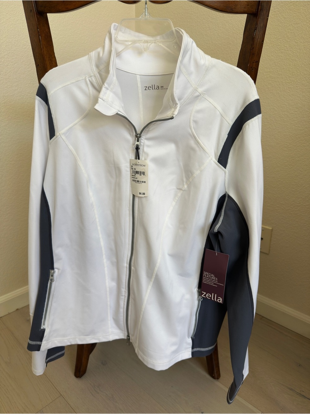 Nordstrom Zella Women’s White and Gray Full-Zip Utility Jacket